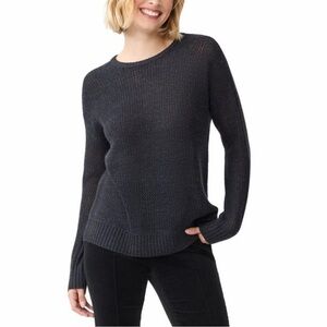 NWT J. McLaughlin Small Elodie Sweater Black 100% Merino Wool Open Knit Crew New